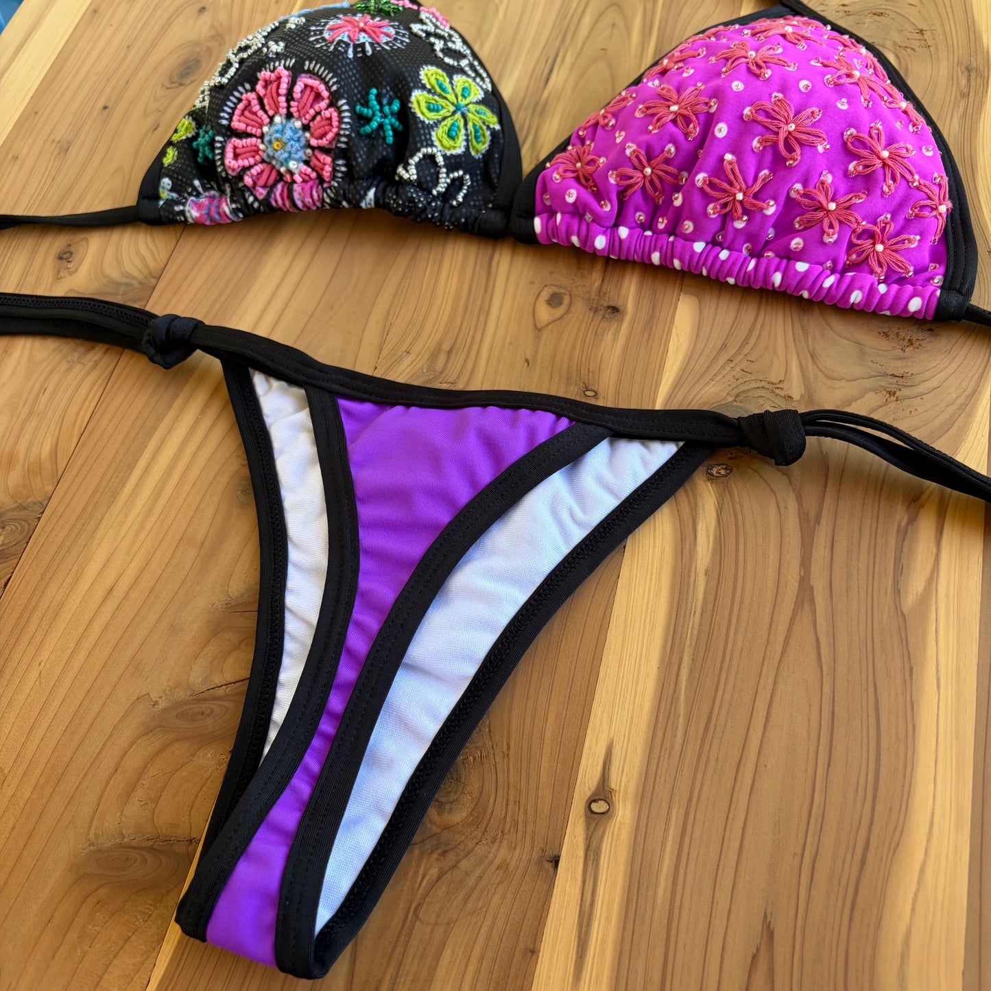 Lira - Premium Hand-Embroidered Colombian Bikini – Multicolor Tropical Print