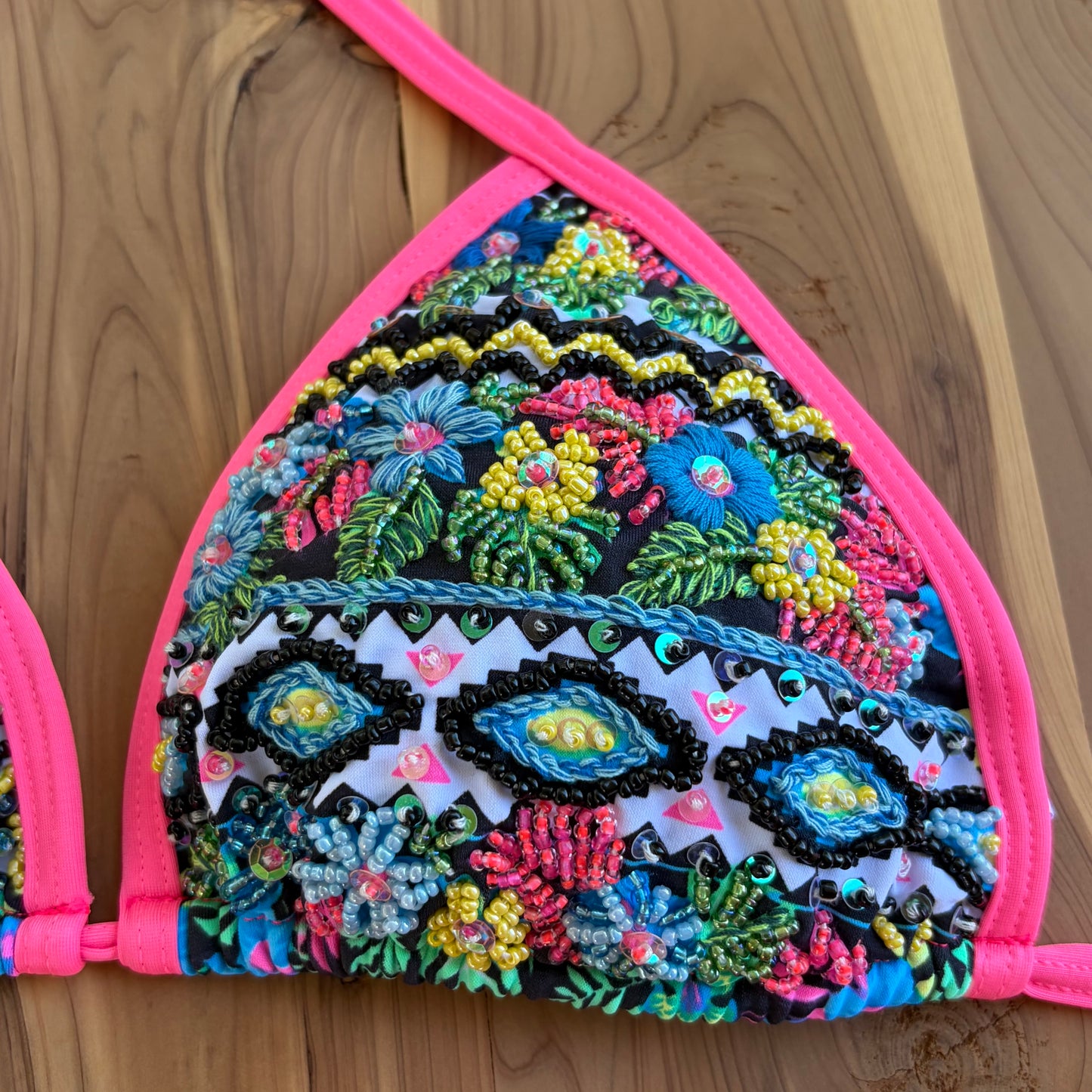 Perla - Premium Hand-Embroidered Colombian Bikini – Multicolor Tropical Print