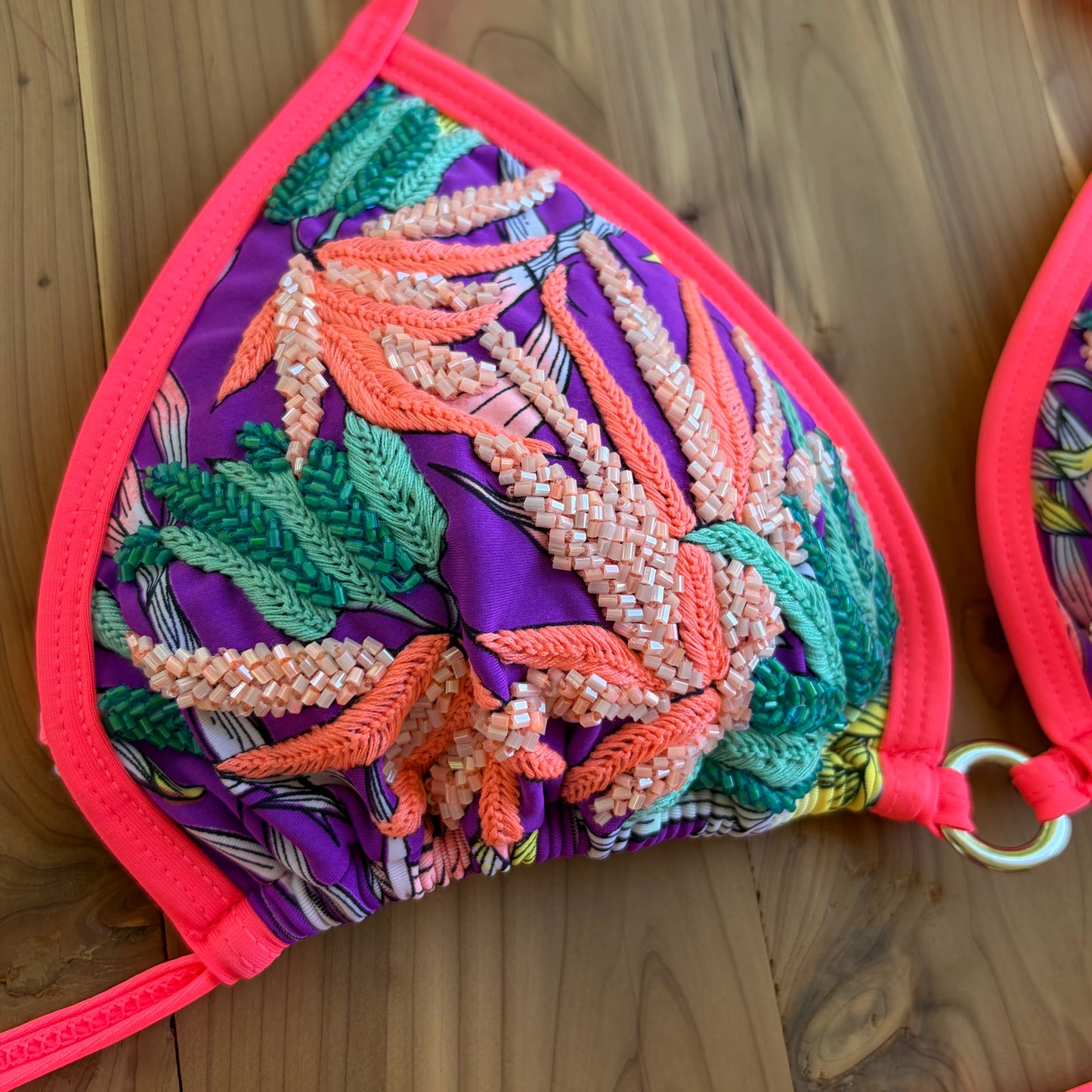 Mía - Premium Hand-Embroidered Colombian Bikini – Multicolor Tropical Print